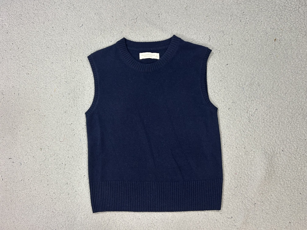 Abercrombie & Fitch Sweater Vest Womens Small Blue 100% Cashmere Crewneck Knit